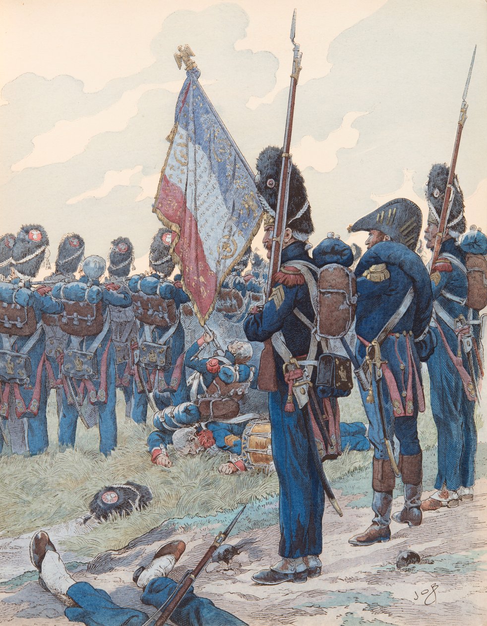 Jacques Marie Gaston Onfroy de Breville dit JOB (1858-1931) - Das letzte Karree bei Waterloo (18. Juni 1815), Privatsammlung von pseudonym for Onfray de Breville Jacques Job