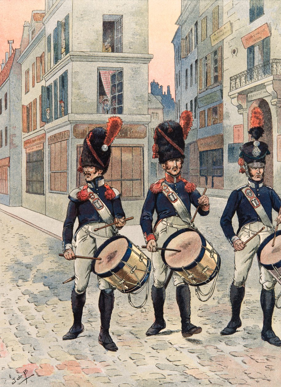 Uniform der französischen Truppen zu allen Zeiten: Trommler der Nationalgarde von Paris (1814 - 1815) von pseudonym for Onfray de Breville Jacques Job