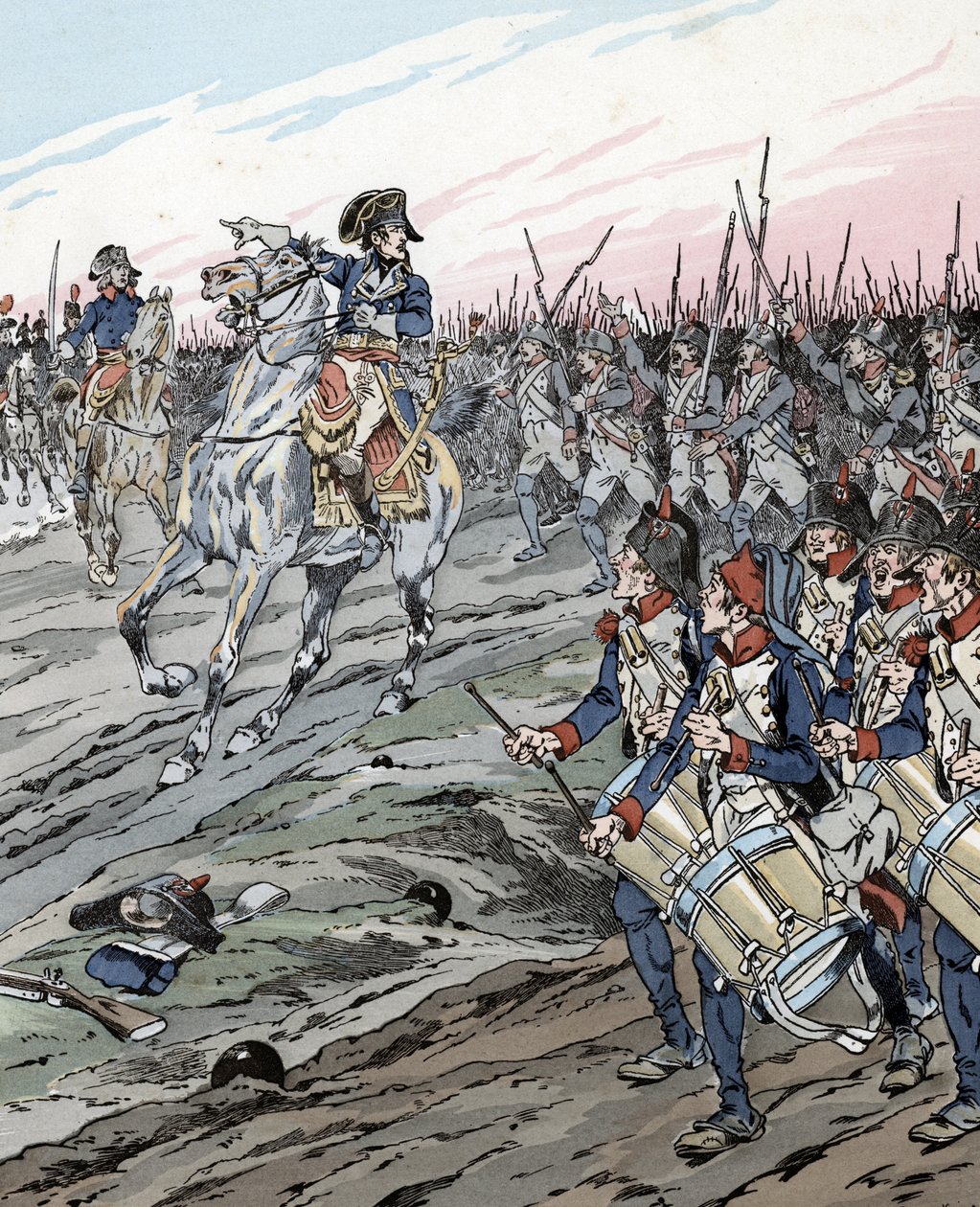 Napoleon Bonaparte während der Schlacht von Marengo (1800) von pseudonym for Onfray de Breville Jacques Job