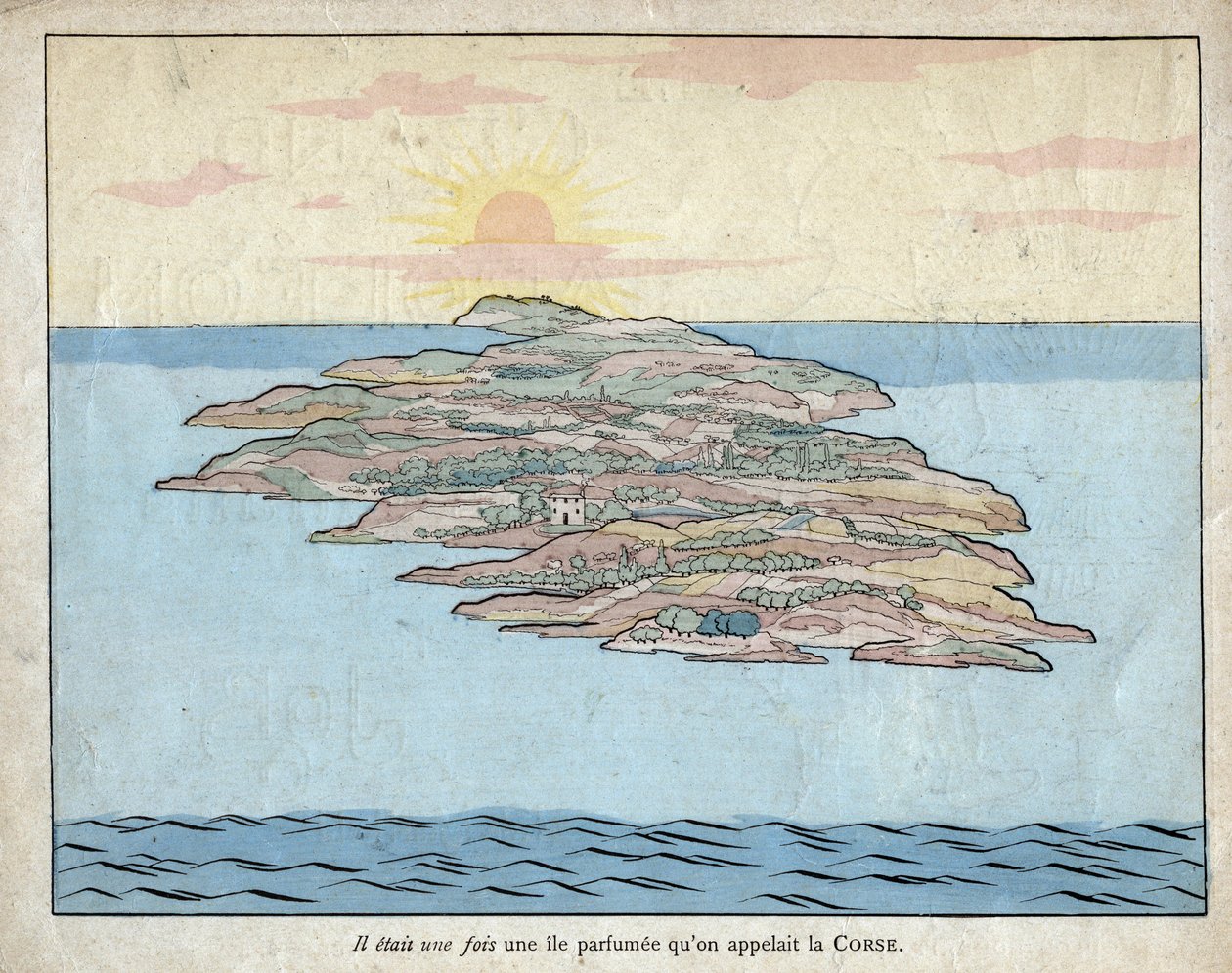 Es war einmal eine duftende Insel namens Korsika (Korsika) - Lithographie von Job (Jacques Onfroy de Breville) aus „Le Grand Napoleon des Petites Enfants“ 1893 von pseudonym for Onfray de Breville Jacques Job