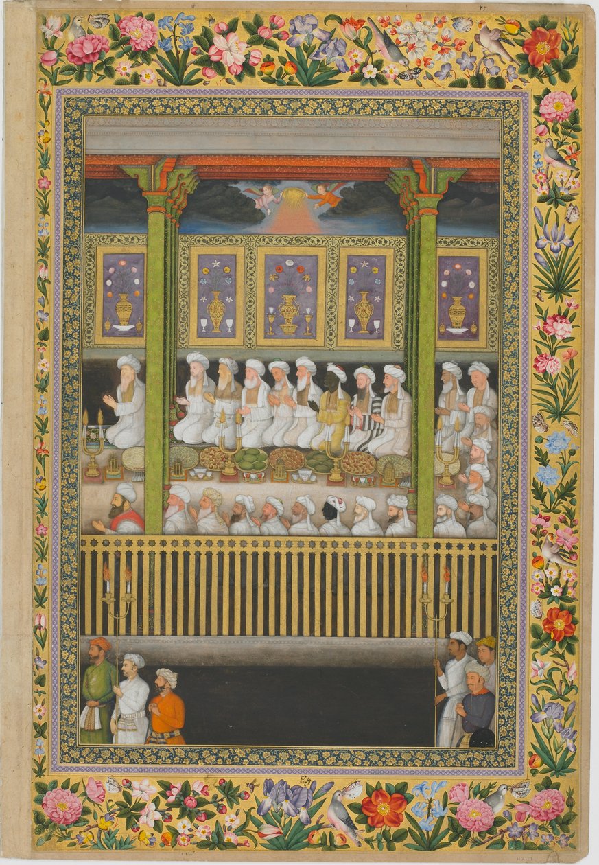 Eine Nachtfeier zum Geburtstag des Propheten, aus dem St. Petersburger Album, ca. 1635-1752 von son of Hoshang (attr.to) Bulaqi