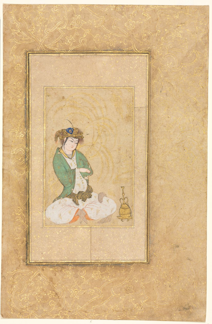 Jüngling unter einer Weide; Einzelblatt-Illustration von style of Muhammad Yusuf