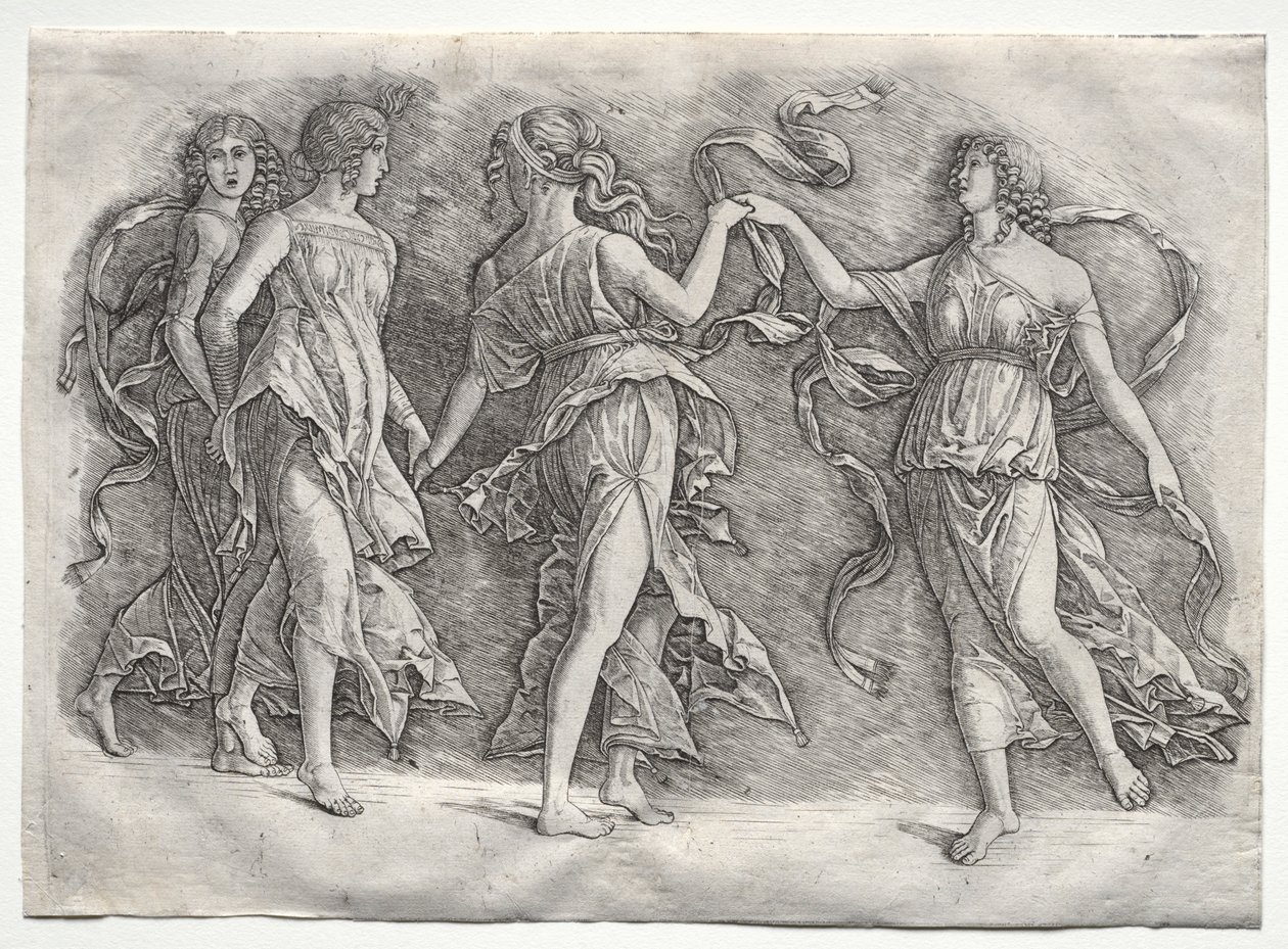 Vier tanzende Musen, ca. 1497 von the so called Premier Engraver