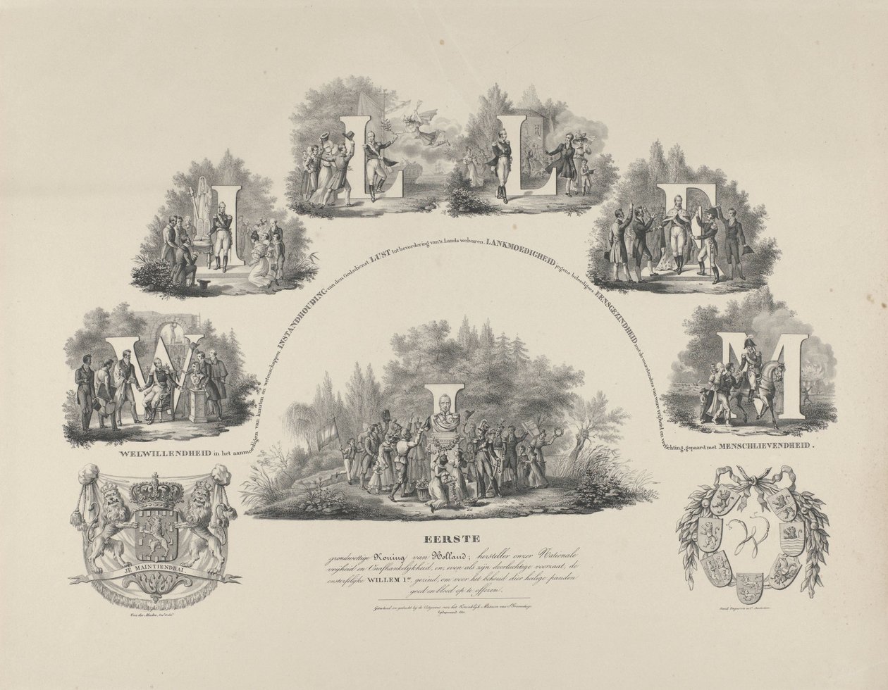 Allegorie auf die Tugenden von König Wilhelm I., 1831 von van der Meulen