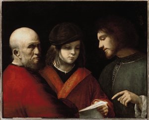 Die drei Lebensalter des Menschen - Öl auf Holz, ca. 1500