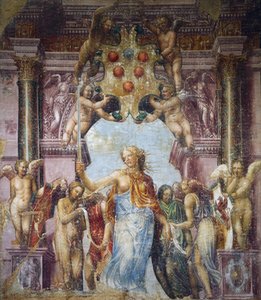 Allegorie der Gerechtigkeit, Gemälde von Daniele Ricciarelli, besser bekannt als Daniele da Volterra oder il Braghettone (1509-1566)
