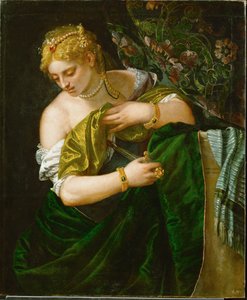Lucretia, eine römische Adelige, verheiratet mit Tarquinius Collatinus, beging Selbstmord, nachdem sie von dem Sohn von Tarquinius Superbus vergewaltigt wurde von (1528-88) Veronese