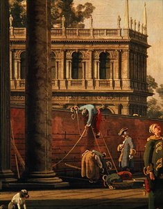 Capriccio eines Mannes, der eine Mauer erklimmt von Canaletto