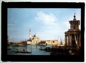 Die Insel San Giorgio Maggiore, Venedig mit der Punta della Dogana und zahlreichen Schiffen von (1697 1768) Canaletto