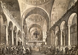 Venezianisches Fest, der neu gewählte Dogen von Venedig wird dem Volk in der Basilika San Marco vorgestellt von (1697 1768) Canaletto