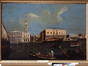 Ansicht des Canal Grande, des Dogenpalastes und des Markusplatzes in Venedig