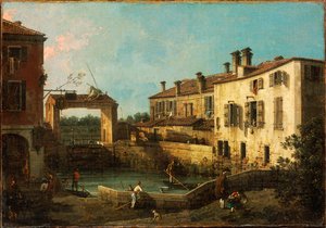 Schleuse bei Dolo, Venedig (1776) von Canaletto