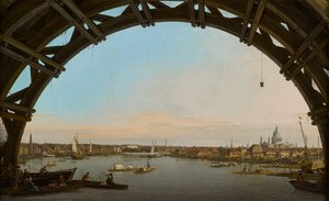 London, Blick auf die Stadt von unterhalb der Westminster-Brücke