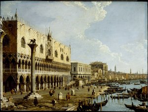 Venedig: Blick auf den Dogenpalast und die Riva degli Schiavoni von der Piazzetta, ca. 1729