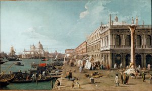 Ansicht des Molo, der Biblioteca Marciana und der Säule des Heiligen Theodor, Venedig von Canaletto