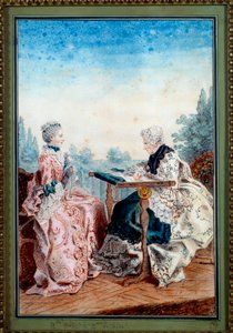 Mademoiselle Melin und Mademoiselle de Laleu beim Aquarellieren von Carmontelle