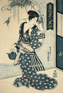 Junge Frau mit Teekanne von Toyokuni II