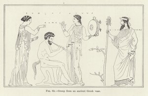 Gruppe von einer antiken griechischen Vase (Gravur)