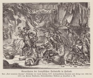 Gräueltaten französischer Truppen in Holland im Französisch-Niederländischen Krieg von (after) Dutch School