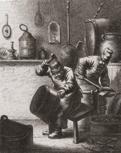 Kupferschmiede bei der Arbeit im 17. Jahrhundert von (after) Dutch School