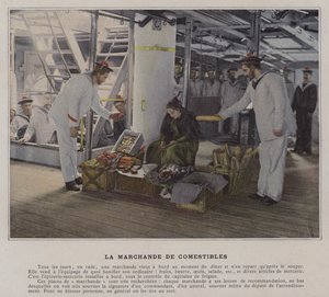 Die Lebensmittelhändlerin (koloriertes Foto) von (after) French Photographer