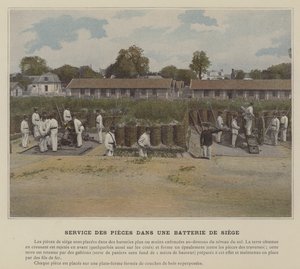 Dienst der Geschütze in einer Belagerungsbatterie (koloriertes Foto) von (after) French Photographer