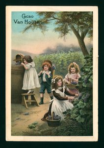 Kinder beim Traubenpflücken (Chromolithografie) von (after) French School