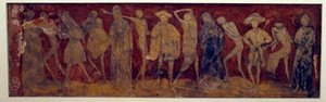 Fresko „La Danse macabre“ von der alten Abtei La Chaise-Dieu, geschaffen von Louis Yperman (um 1856?) 1894. Paris, Museum der Denkmäler