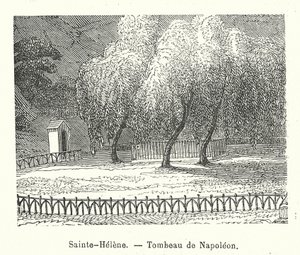 Sainte-Helene, Grab von Napoleon (Gravur) von (after) French School