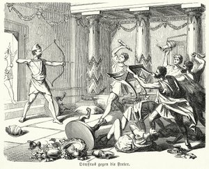 Odysseus tötet die Freier der Penelope von (after) German School
