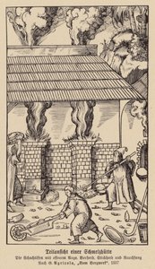 Teilansicht eines Schmelzofens von (after) German School