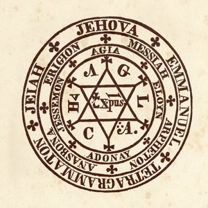 Okkulte Wissenschaften: Magischer Kreis. Schema aus "De Occulta Philosophia" von dem deutschen Okkultisten Heinrich Cornelius Agrippa von Nettesheim (1486-1535) (bekannt als Cornelius Agrippa oder Agrippa von Nettesheim) von (after) Italian School