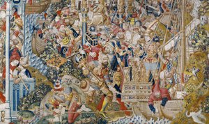 Der Trojanische Krieg: Die Entführung der Helena, ca. 1470 (Wandteppich)