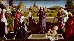 Die Auferstehung des Lazarus (Holzgemälde von Meister von Coetivy (Nicolas oder Colas d