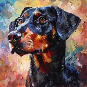 Abstraktes Gemälde eines Rhodesian Ridgeback Hundes von F. Abderrahim