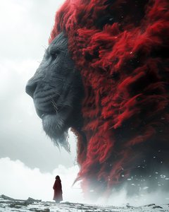 Löwe & Mann: Fantastisches Posterdesign für Wandkunstdrucke von F. Abderrahim
