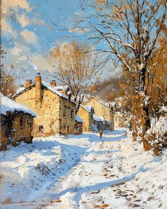 Altes Dorf im Winter und Schnee von F. Abderrahim