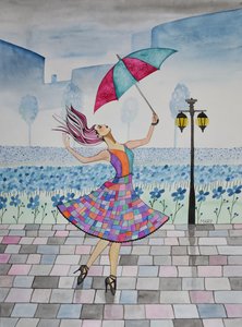 Sie tanzt im Regen von Marys Watercolors