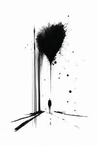 Abstrakte Schwarz-Weiß-Konzeptkunst Silhouette der Einsamkeit, Kunstdrucke auf Leinwand von F. Abderrahim