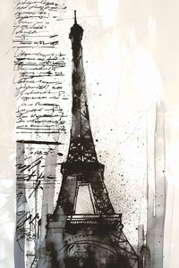 Schwarzer Farbspritzer Eiffelturm-impressionistisches Gemälde, gerahmter Leinwanddruck auf Anfrage von F. Abderrahim