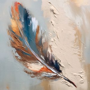 Feder golden blau abstrakt, Wanddekoration für Wohnzimmer von F. Abderrahim