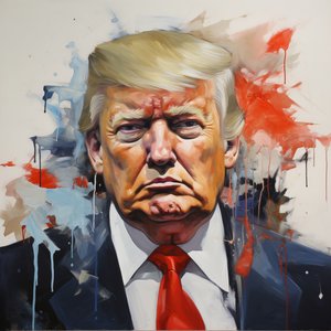 Donald Trump Pop Art Leinwanddruck, gerahmt Holz, Moderne Leinwand Wandkunst von F. Abderrahim