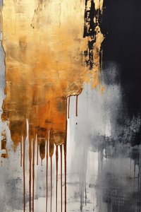 Schwarz Gold und Silber Ein goldenes Licht Rustikale Matte Malerei, benutzerdefinierte Leinwanddrucke von F. Abderrahim