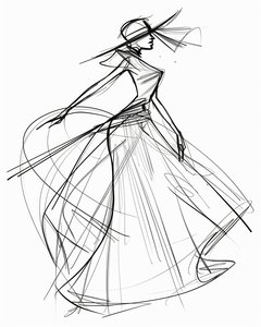 Minimalistische einzeilige Skizze von AAPI Fashion Design, Wandkunst | Druck auf Anfrage von F. Abderrahim