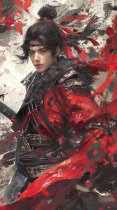Samurai im wilden Graffiti-Stil, Wanddekoration für Zimmer | Druck auf Anfrage von F. Abderrahim
