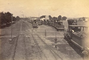 Nr. 189. Maryland Avenue Depot, Washington, D.C., mit aus Alexandria zur Sicherheit gesandten Lokomotiven