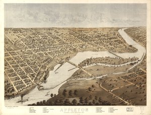 Appleton, Outagamie County, Wisconsin 1867 von A.; Chicago Lithographing Co. Ruger