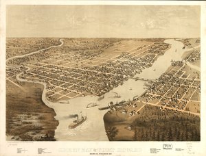 Green Bay und Fort Howard, Brown Co., Wisconsin 1867 von A.; Chicago Lithographing Co. Ruger