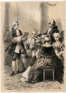 Antoine-Marin Lemierre liest Hypermnestra an Jean-Baptiste Vivien de Chateaubrun, Illustration aus 