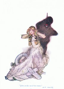 Julia erwachte aus einer Trance (Romeo und Julia), aus Tales from Shakespeare, veröffentlicht von Ward Lock & Co Ltd